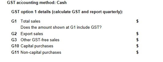 BAS Online Form GST Section